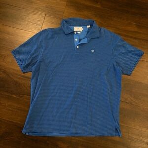 Southern Tide Blue Stripe Polo Shirt Pima Cotton Classic Fit Mens XL